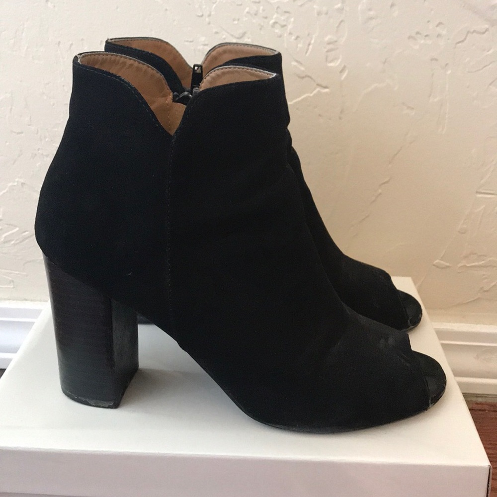 Matte Black peep toe booties